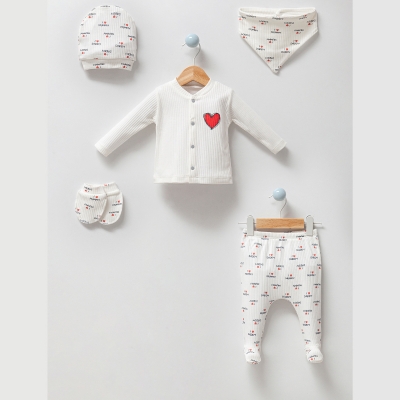 ESYA BABY UNISEX 0-3 AY MOM DAD KALPLİ 5Lİ SET