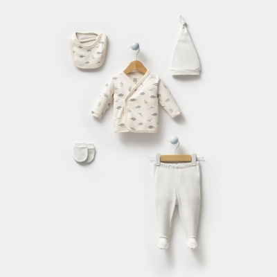 ESYA BABY ERKEK 0-3 AY RENKLİ DİNO 5Lİ SET