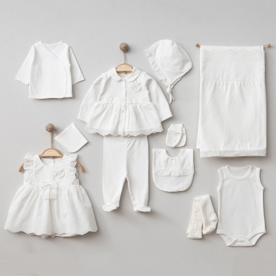 PUGİ BABY KIZ 0-3 AY İNCİLİ DOKUMA 10LU SET