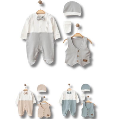 IŞIL BABY ERKEK 0/3-0/3-3/6 AY WAFFLE TULUM SET