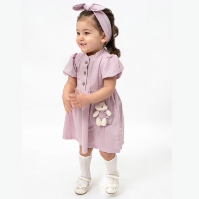 POPSHOPS KIZ 6-9-12-18 AY BEAR DRESS