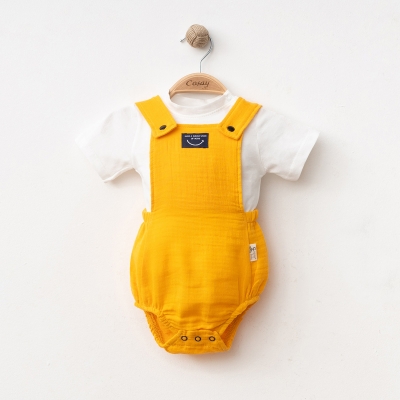 COŞAY BEBE ERKEK 6-9-12 AY BODYLİ MÜSLİN ROMPER
