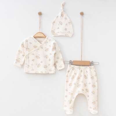 OBABY UNISEX 0-3 AY MANTAR BASKILI 3LÜ SET