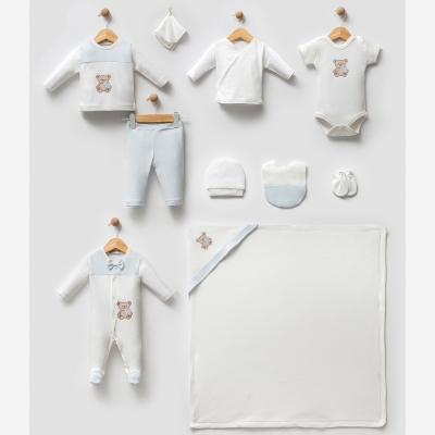 BİP BABY ERKEK 0-3 AY AYICIK KANAVİÇELİ 10LU SET