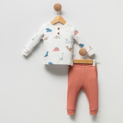 MELİSA BEBE ERKEK 3-6-9-12 AY DINOSAUR 2Lİ TAKIM