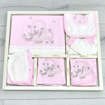 GAYE BEBE KIZ 0-3 AY ÇİÇEK NAKIŞLI 10LU SET