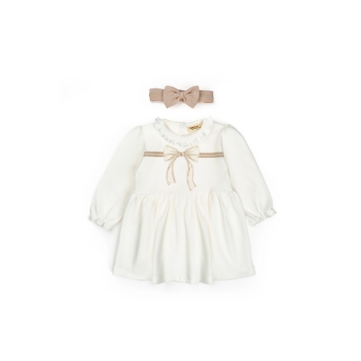 BABYCOSY KIZ 6-9-12-18-24 AY BOW BANDANALI ELBİSE