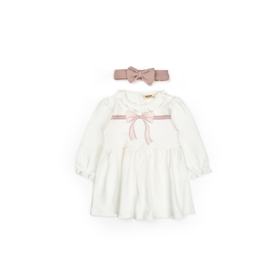 BABYCOSY KIZ 6-9-12-18-24 AY BOW BANDANALI ELBİSE
