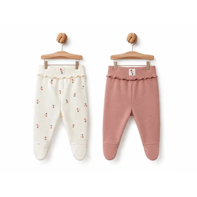 BABYCOSY ORGANIC KIZ 1-3 AY 2 PCS FOOTED PANTS
