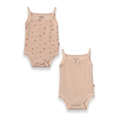 BABYCOSY ORGANIC KIZ 3-24 AY 2Lİ KOLSUZ BODY