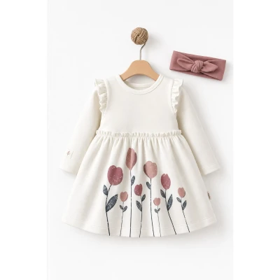 BABYCOSY ORGANIC KIZ 3-24 AY DRESS WİTH HEADBAND