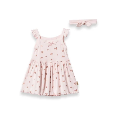 BABYCOSY ORGANIC KIZ 3-24 AY SAÇ BANDANALI ELBİSE