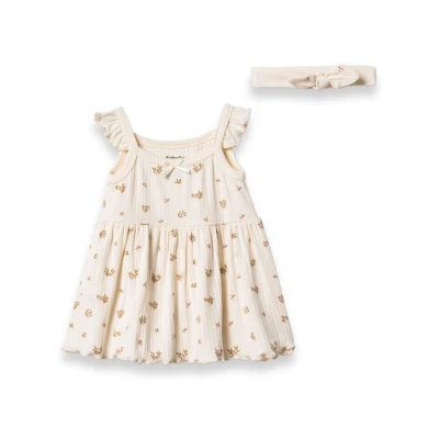 BABYCOSY ORGANIC KIZ 3-24 AY SAÇ BANDANALI ELBİSE