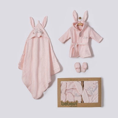 BEBESSİ KIZ 0-12 AY PRINCESS KUTULU BORNOZ SET