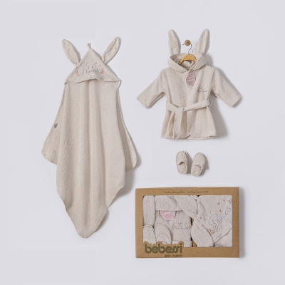 BEBESSİ KIZ 0-12 AY PRINCESS KUTULU BORNOZ SET