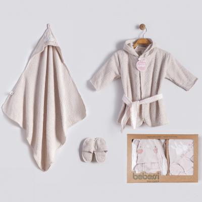 BEBESSİ KIZ 0-12 AY SWEET BUNNY KUTULU BORNOZ SET