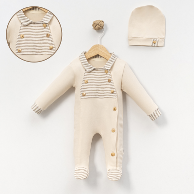 BEBLY KIDS ERKEK 0-3 AY AHŞAP DÜĞMELİ 2Lİ TULUM