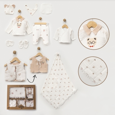 BEBLY KIDS ERKEK 0-3 AY ELYAFLI MÜSLİN 10LU SET