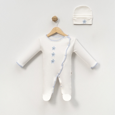 BEBLY KIDS ERKEK 0-3 AY KROŞETALI YILDIZLI TULUM