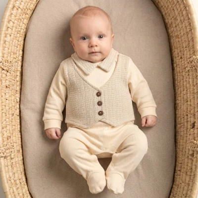BEBLY KIDS ERKEK 0-3 AY TRİKO CEKETLİ İNTERLOK TUL