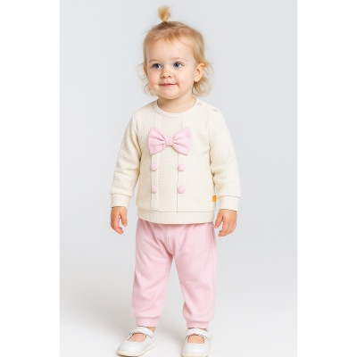BEYAZ BEBEK KIZ 9-24 AY JAKARLI FİYONKLU 2Lİ TAKIM
