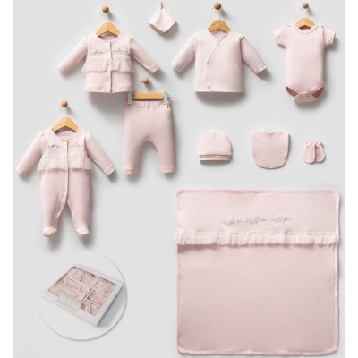 BİP BABY KIZ 0-3 AY ÇİÇEK NAKIŞLI TÜLLÜ 10LU SET