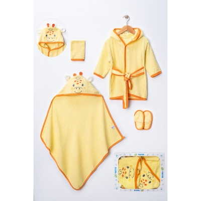 BUUDE UNISEX 0-12 AY BORNOZ SETİ