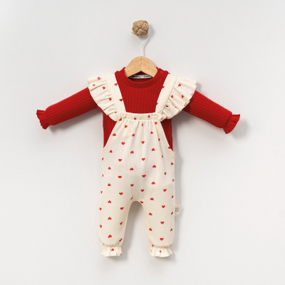 ÇAKAR BEBE KIZ 3-6-9-12 AY KALPLİ SALOPETLİ TAKIM