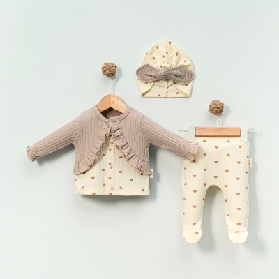 ÇAKAR BEBE KIZ 3-6 AY ARMİNA KALPLİ 3LÜ TAKIM