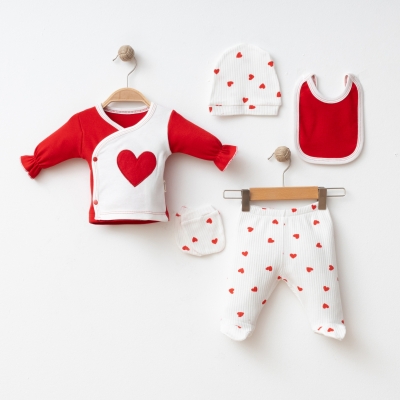 COŞAY BEBE KIZ 0-3 AY KALP NAKIŞLI 5Lİ SET