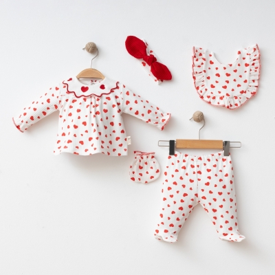 COŞAY BEBE KIZ 0-3 AY KALP YAKALI 5Lİ SET