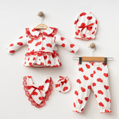 COŞAY BEBE KIZ 0-3 AY KALPLİ FİSTOLU 5Lİ SET