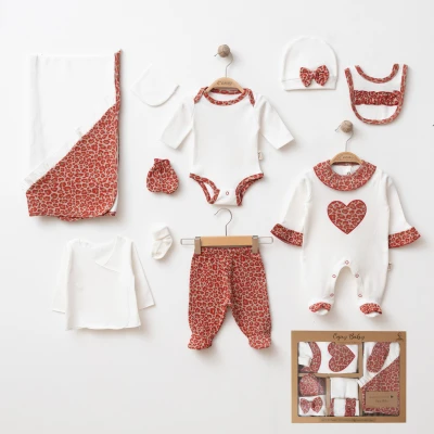 COŞAY BEBE KIZ 0-3 AY LEOPAR KALP NAKIŞLI 10 LU SE