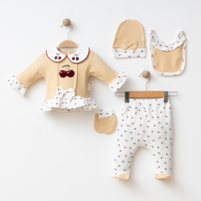 COŞAY BEBE KIZ 0-3 AY SÜZENE KİRAZLI 5Lİ SET