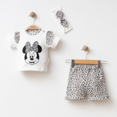 COŞAY BEBE KIZ 6-9-12 AY LEOPARLI MİCKEY BASKILI 3'LÜ TAKIM