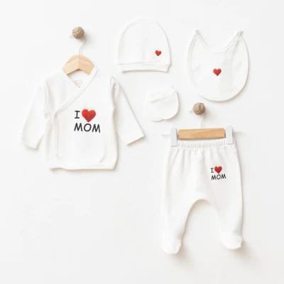 ESYA BABY UNISEX 0-3 AY I LOVE MOM PENYE 5Lİ SET