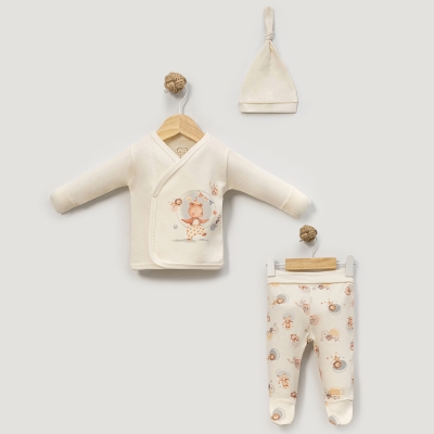 ESYA BABY UNISEX 0-3 AY SİRK DESEN 3LÜ SET 