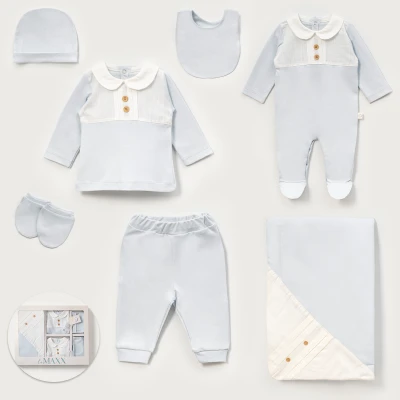 LOVEMAXX ERKEK 0-3 AY DÜĞME DETAYLI KUTULU 6LI SET