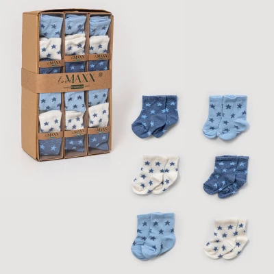 LOVEMAXX ERKEK 0/3-3/6 AY STARS 6LI ÇORAP 12Lİ BOX