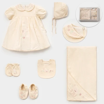 LOVEMAXX KIZ 0-3 AY ÇİÇEK NAKIŞLI KUTULU 6LI SET