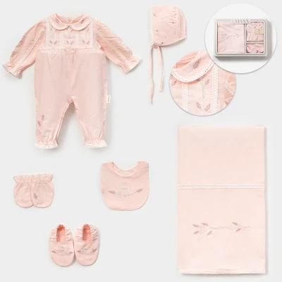 LOVEMAXX KIZ 0-3 AY ÇİÇEK NAKIŞLI KUTULU 6LI SET