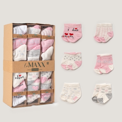 LOVEMAXX KIZ 0/3-3/6 AY 6LI ÇORAP 12Lİ KUTU