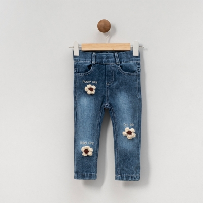 LOVEMAXX KIZ 1-2-3-4 YAŞ FLOWER GIRL KOT PANTOLON