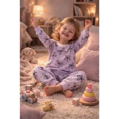 LOVEMAXX KIZ 2-3-4-5 YAŞ BOWTIES PİJAMA TAKIMI