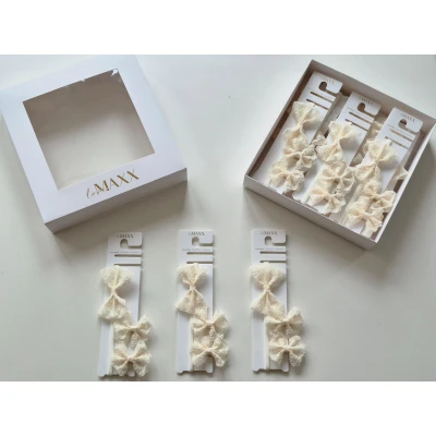 LOVEMAXX KIZ DANTELLİ SAÇ BANDI VE 2 TOKA SET