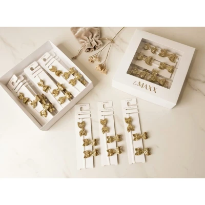 LOVEMAXX KIZ  PARLAK FİYONK SAÇ BANDI 2Lİ TOKA SET