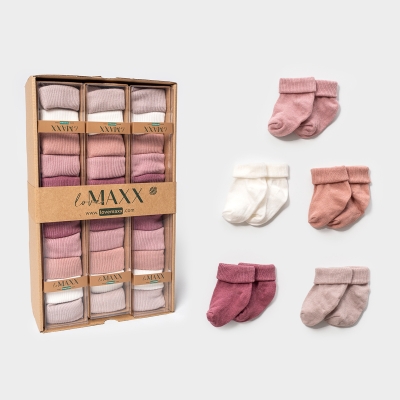 LOVEMAXX UNISEX 0/3-3/6 AY 5Lİ ÇORAP 12Lİ KUTU