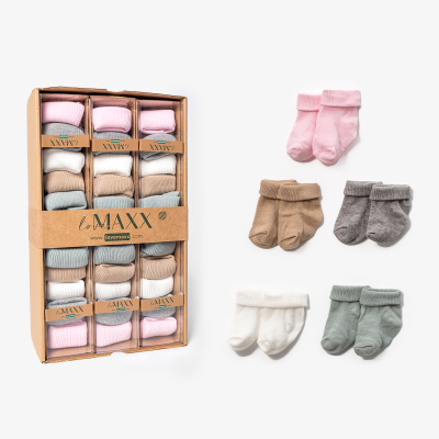 LOVEMAXX UNISEX 0/3-3/6 AY 5Lİ ÇORAP 12Lİ KUTU