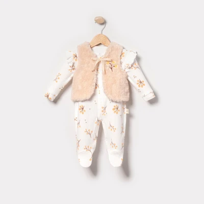MİNİ CAYZEN KIZ 3-6 AY PELUŞ YELEKLİ TULUM