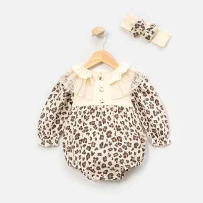 MİNİ CAYZEN KIZ 6-9-12 AY LEOPARLI MÜSLİN ROMPER